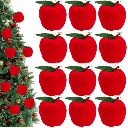 12Pcs Mini Christmas Apple Ornaments 2.1in Foam Red Ball Ornament Pendants